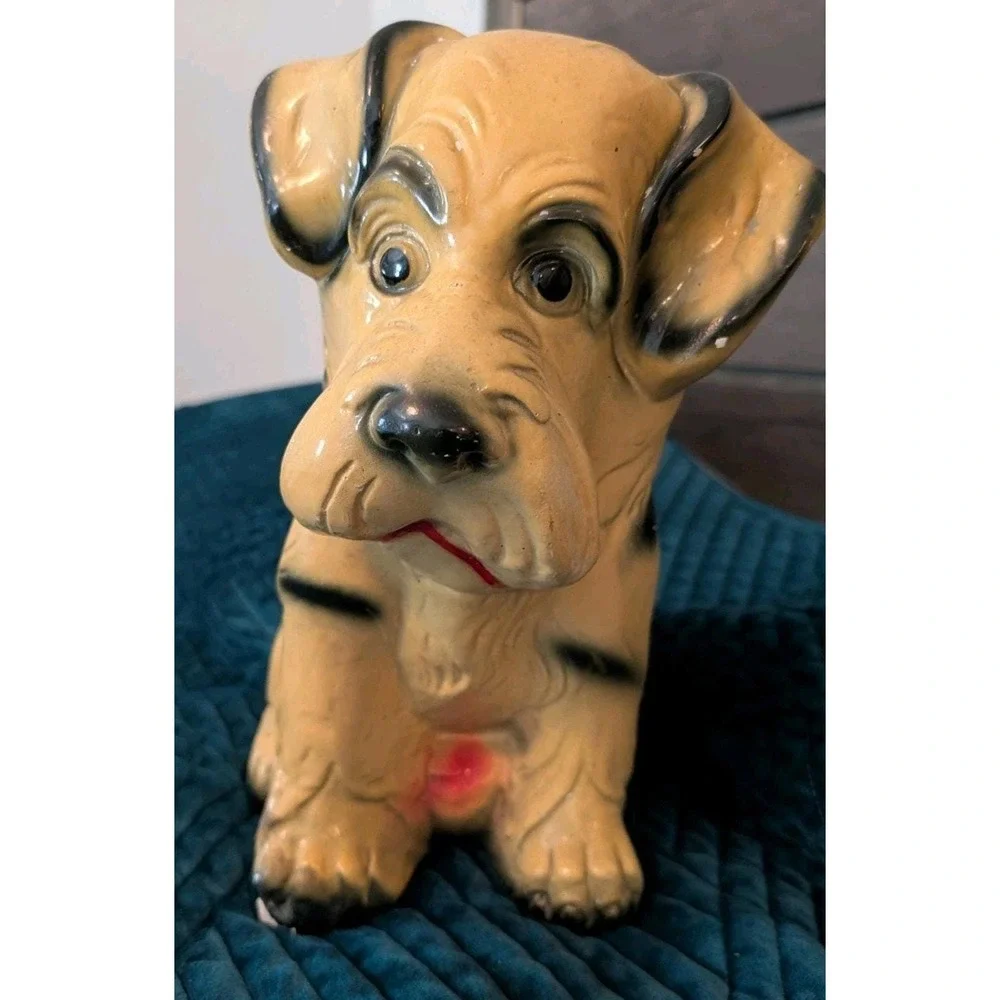 Vintage Chalkware Carnival Prize--Collie Break To Open Bank Dog 1940/50s Large